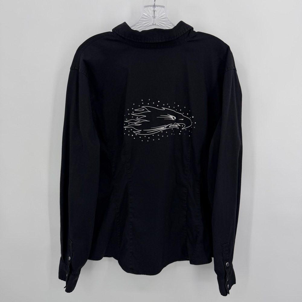 Harley-Davidson Racing Screaming Eagle Black Pearl Snap Shirt Size 1W, 18